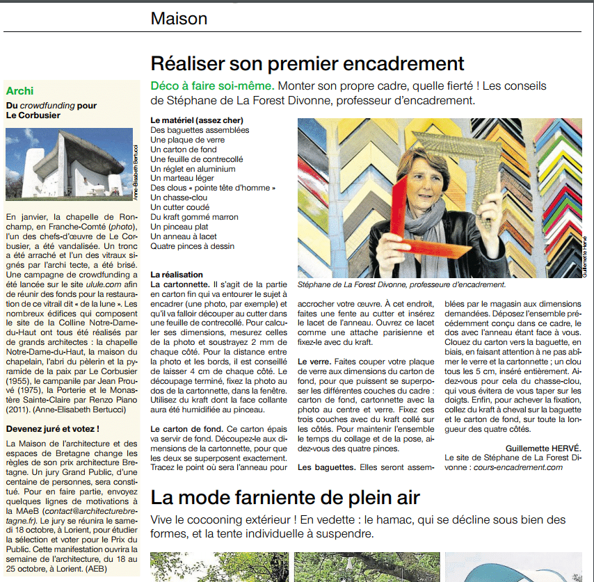 Articles de presse sur mes cours d'encadrement !